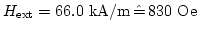 $H_\mathrm{ext}=66.0 \mathrm{kA/m} \hat= 830 \mathrm{Oe}$